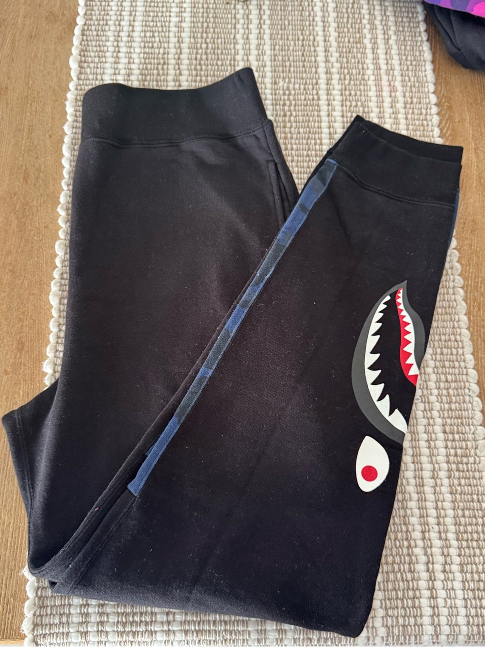 Black Kids Joggers with Shark Mouth Graphic